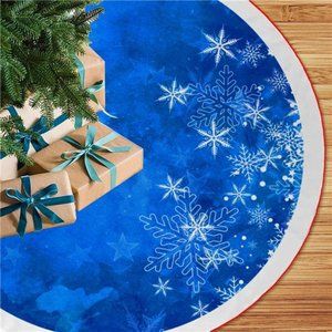 Christmas Tree Skirt Rustic Thick Xmas Tree Skirt with Snowflake, 48 Inches
